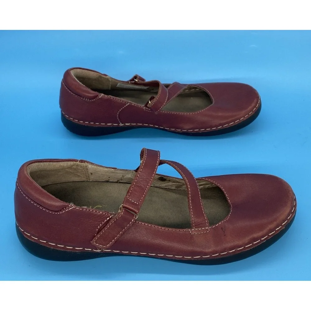 Vionic Judith Mary Jane Flats Shoes Womens US 7.5 Burgundy Leather Orthaheel